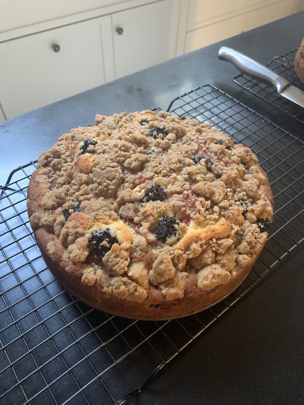 Quince and Blackberry Crumble Cake