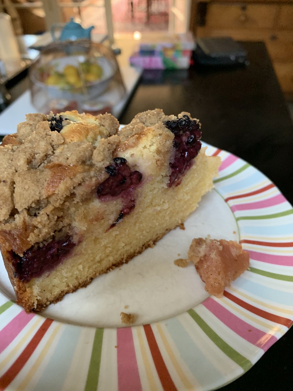 Quince and Blackberry Crumble Cake