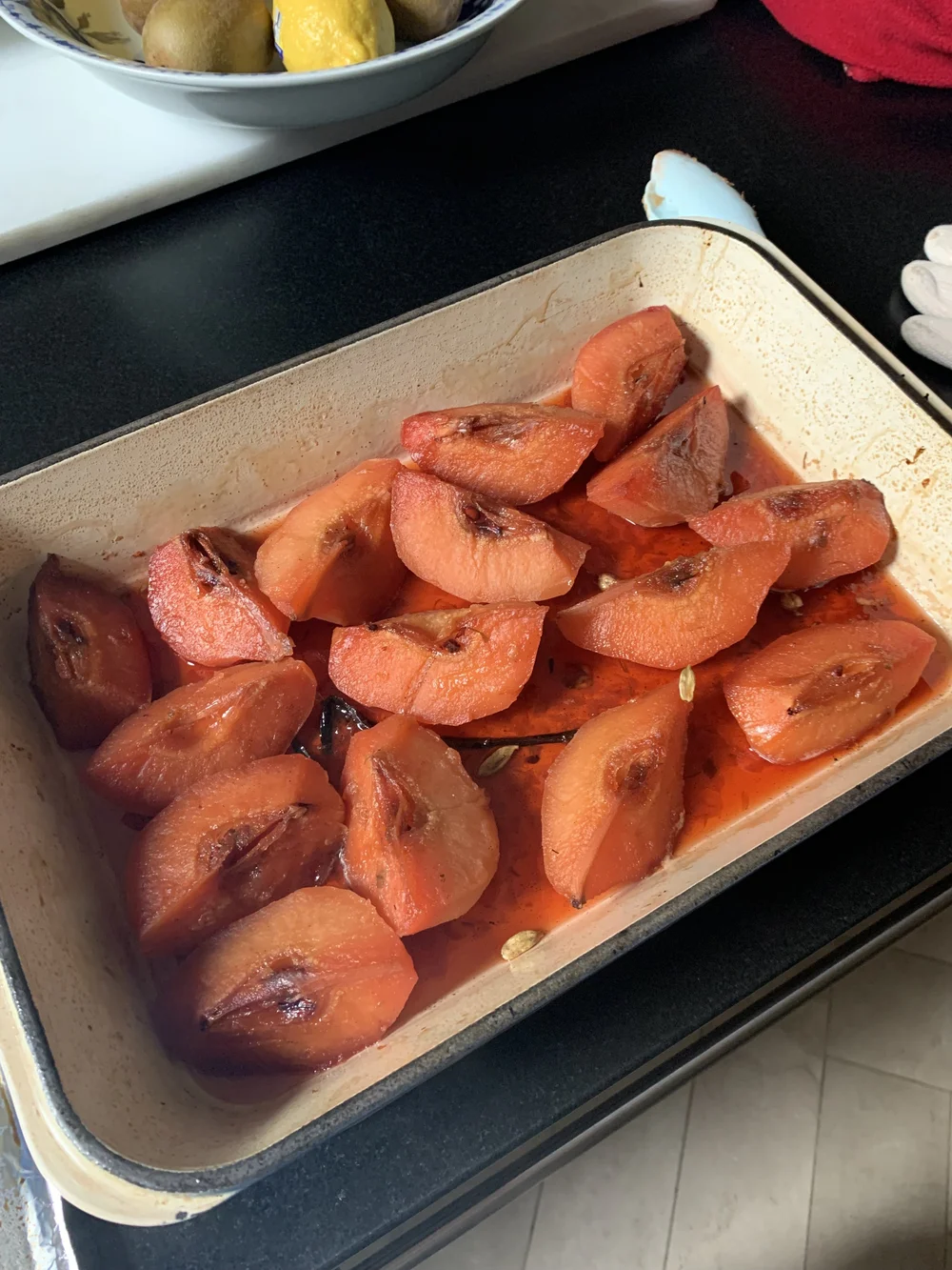 Poached Quince before taking cores out