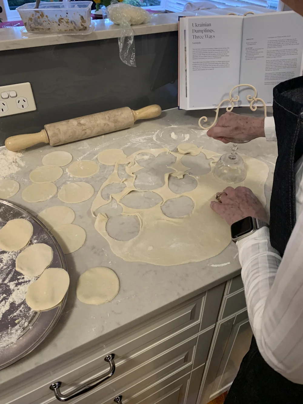 Cutting the varenyky dough