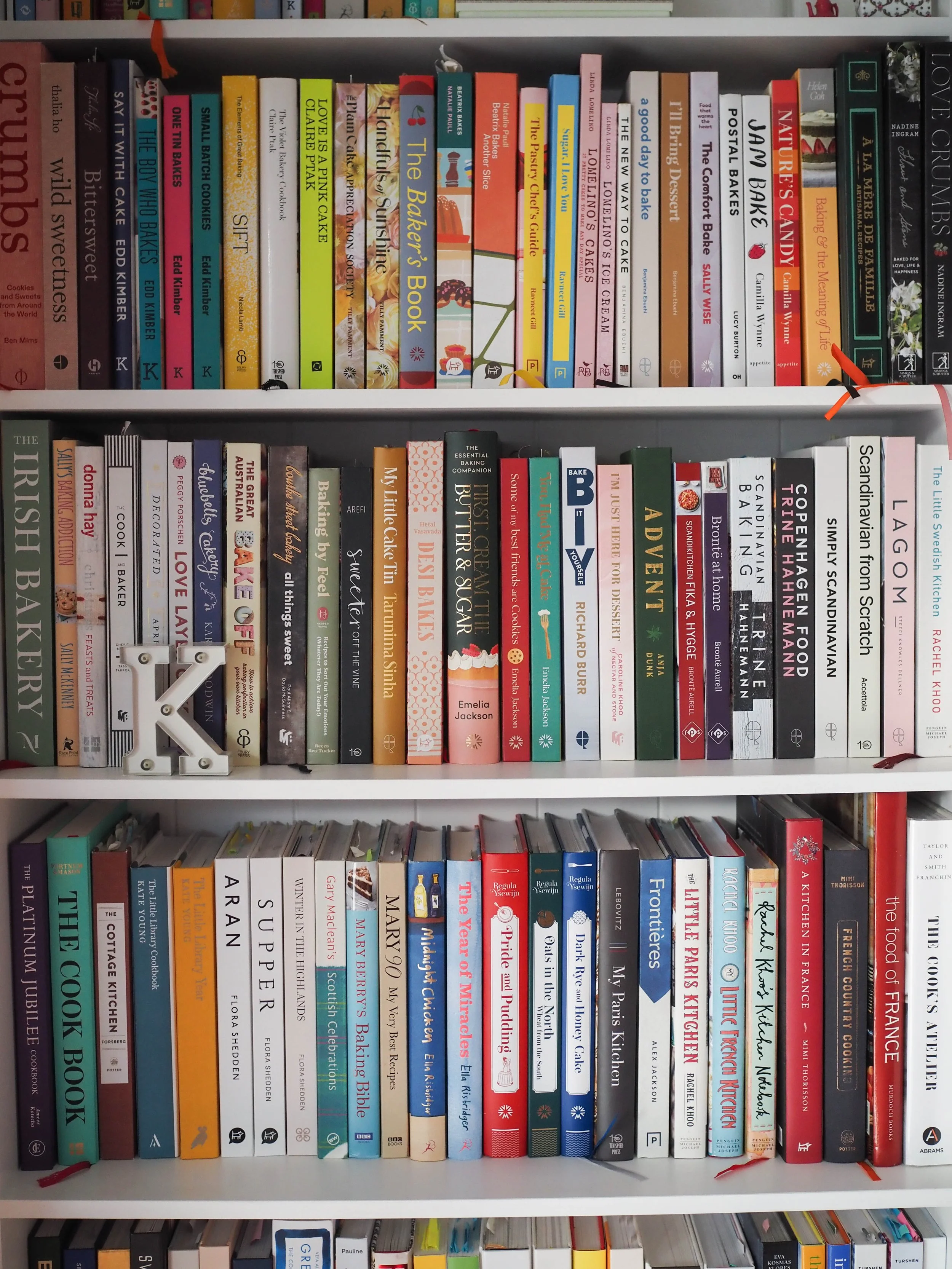 bookcase with cookbooks
