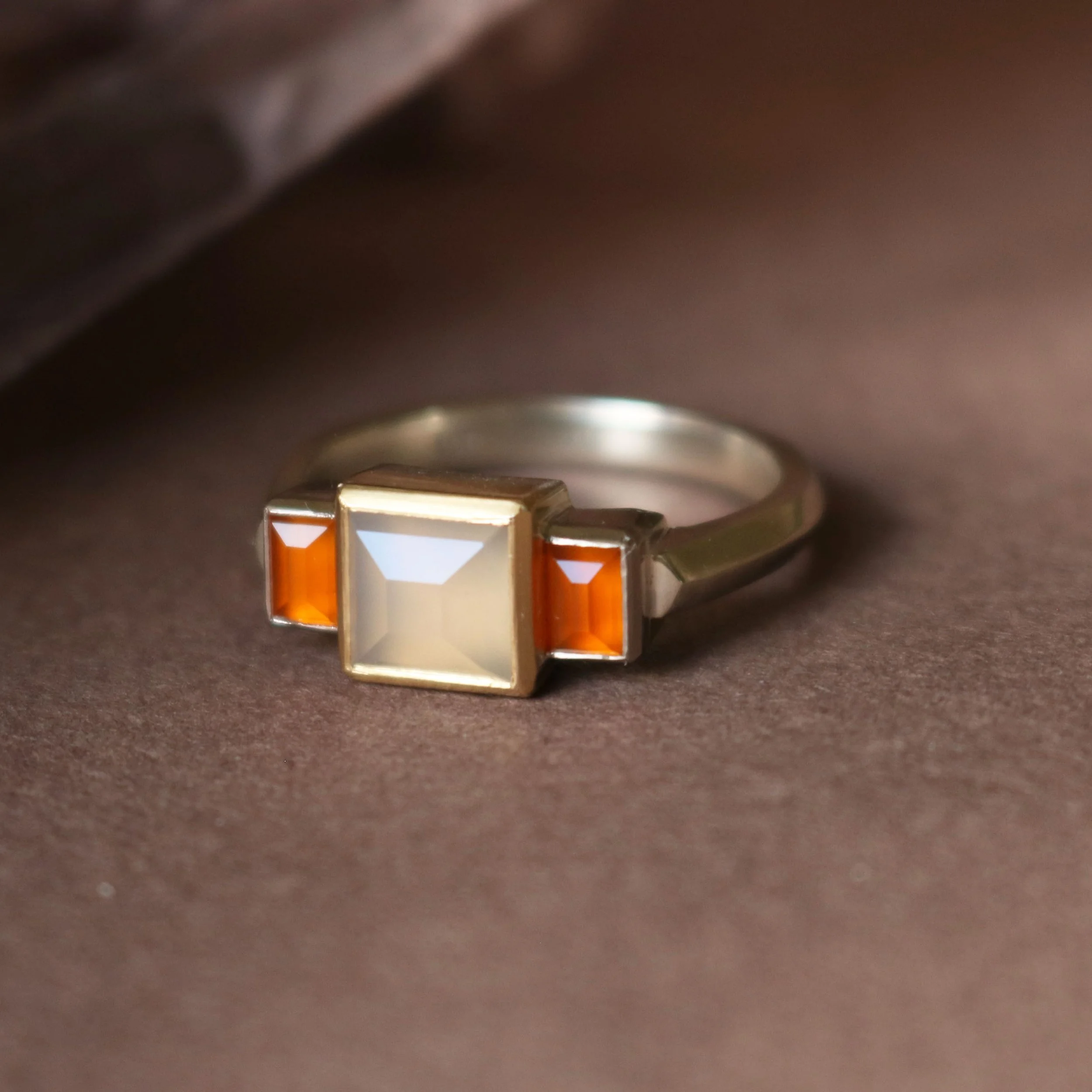 new zealand carnelian and agate ring made in new zealand