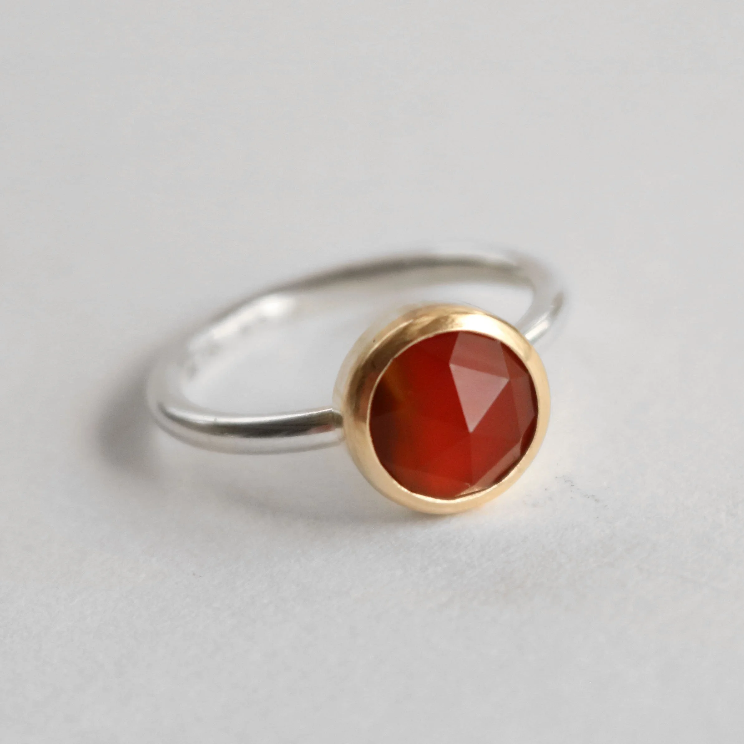 rose cut Carnelian Silver 9ct gold ring 5.jpg
