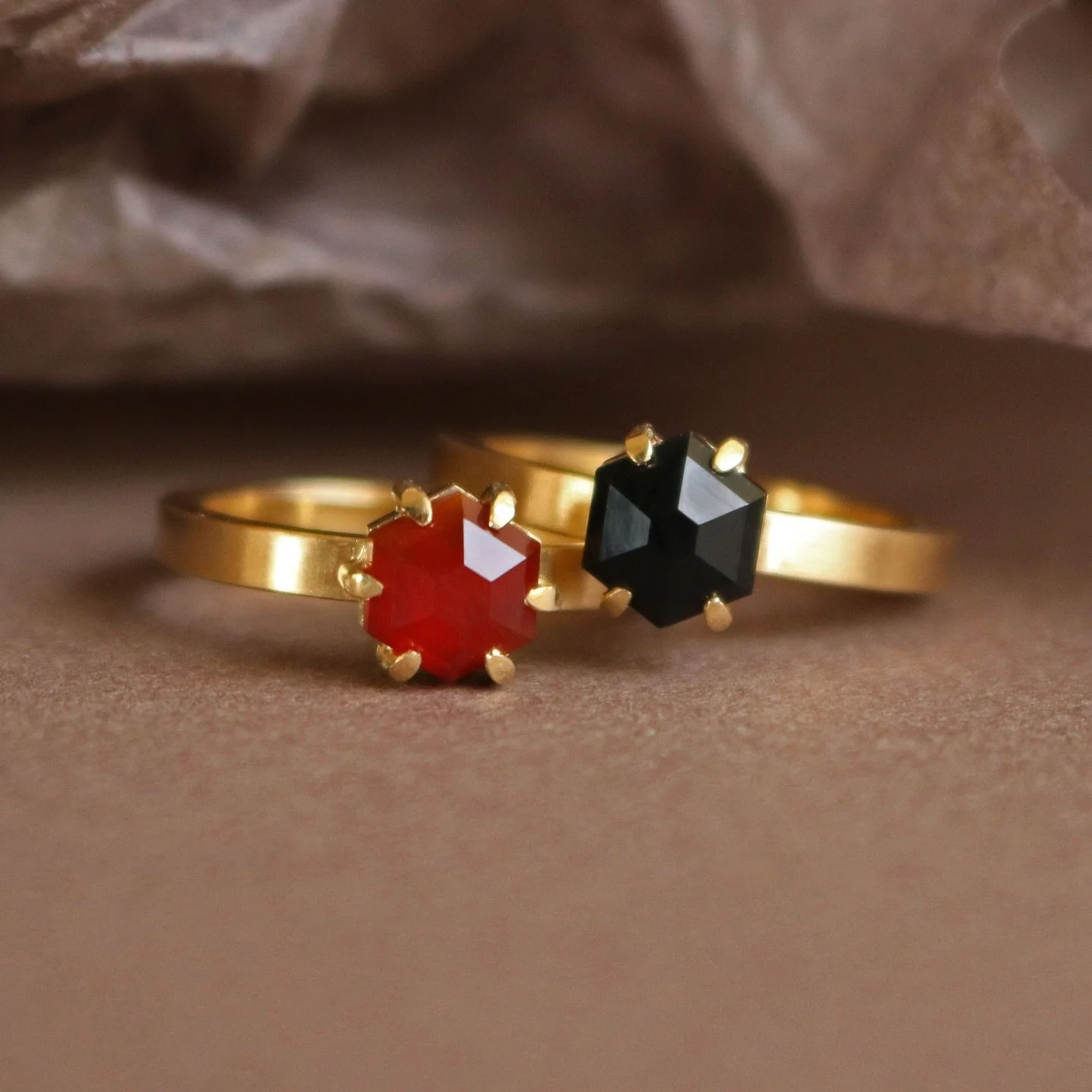 Here&rsquo;s a lovely set of engagement rings I recently completed. 
Each stone was chosen for their connection back to their family and the memories held in those places.

Both in 18ct gold. 
The deep, firey red is Carnelian from the Coromandel regi