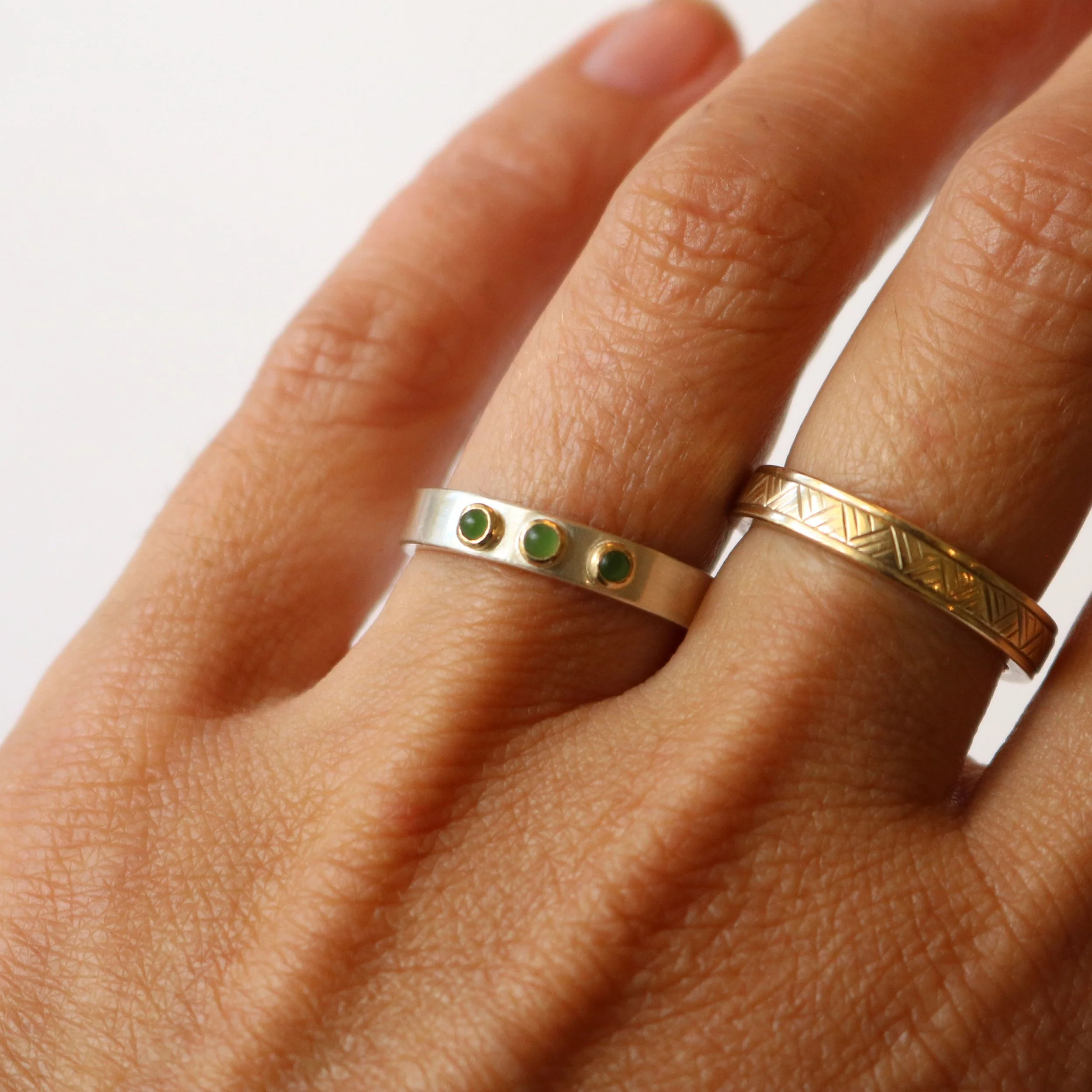 Triple Pounamu silver 18ct gold ring 4.jpg