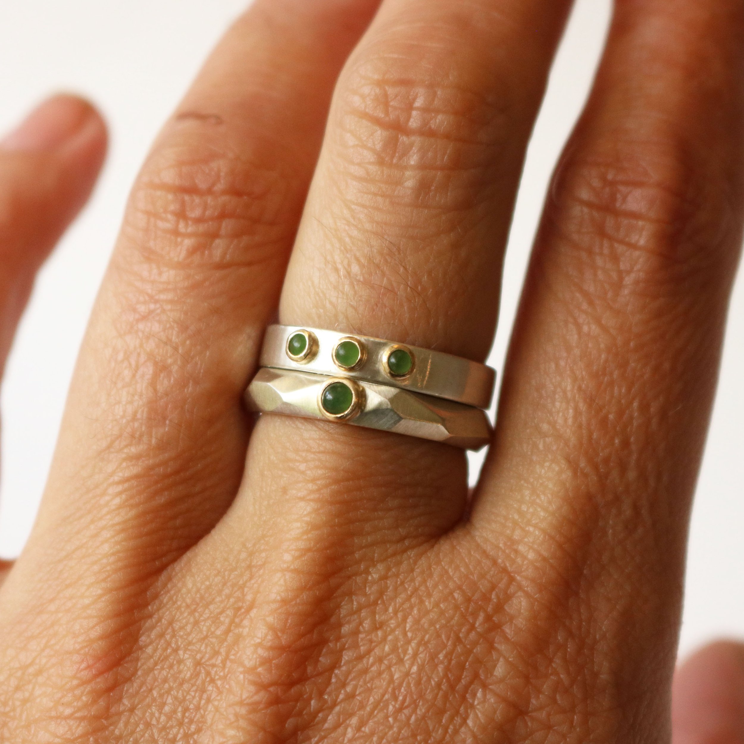 Triple Pounamu silver 18ct gold ring 2.jpg