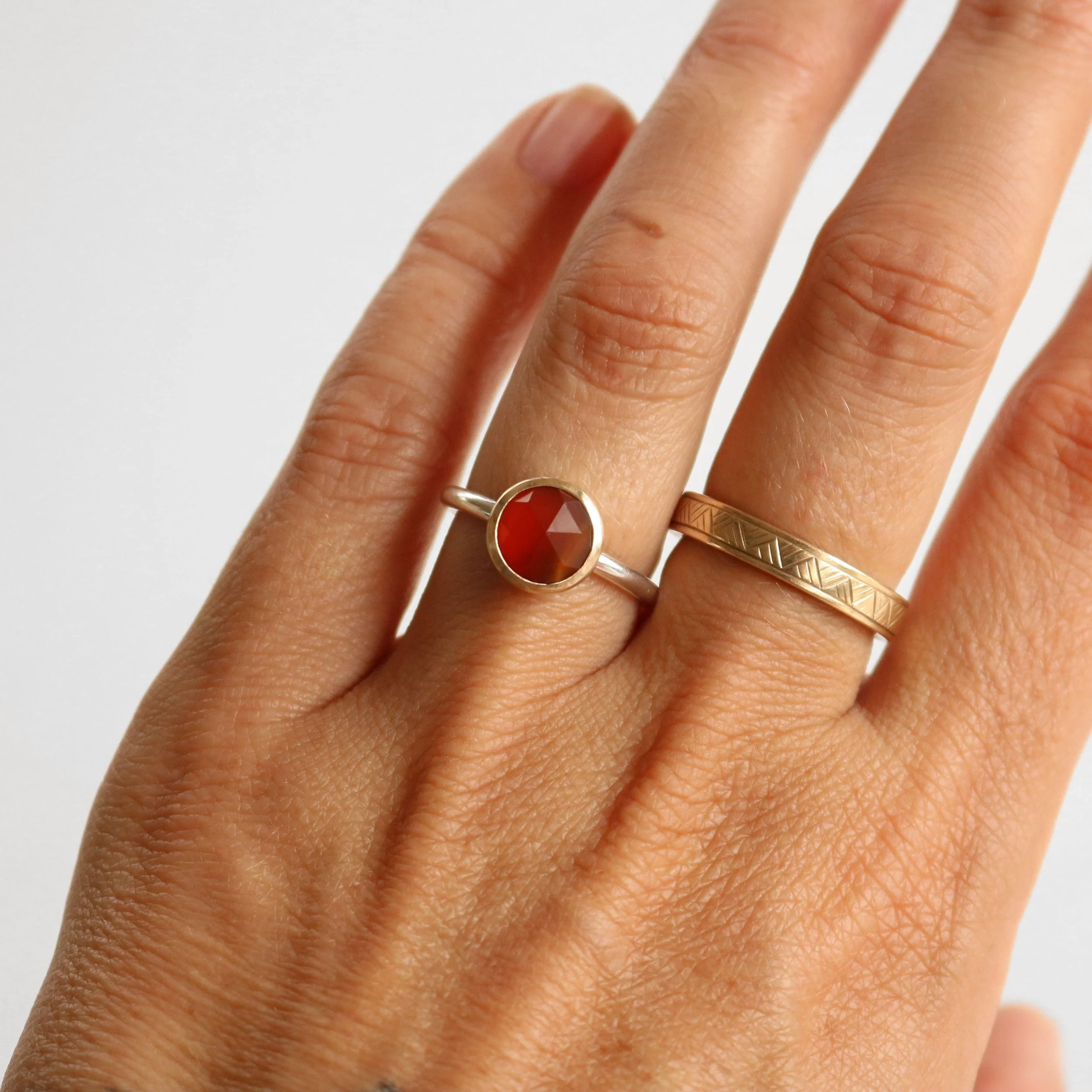 rose cut Carnelian Silver 9ct gold ring 6.jpg