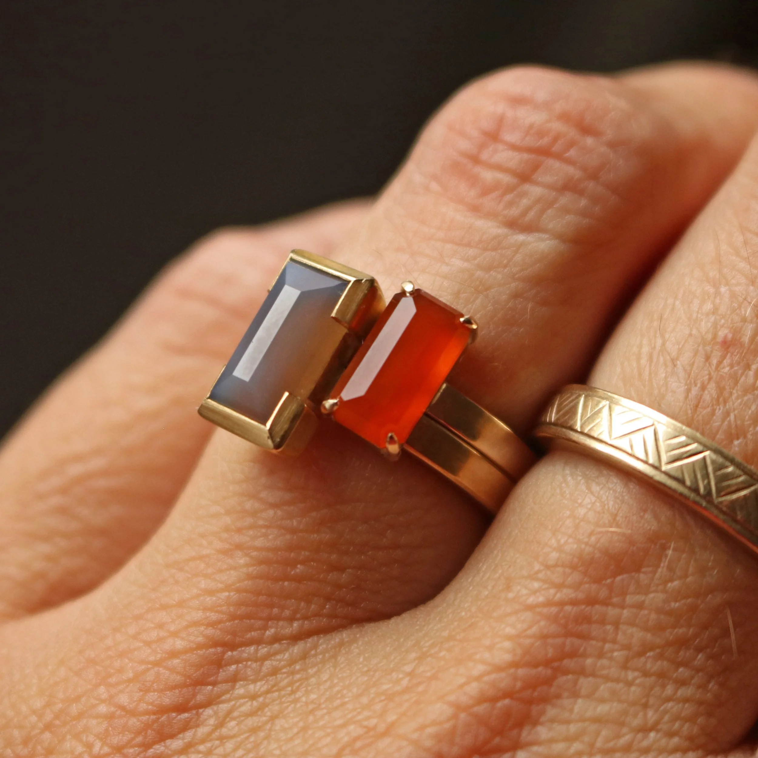 carnelian and agate new zealand gold ring