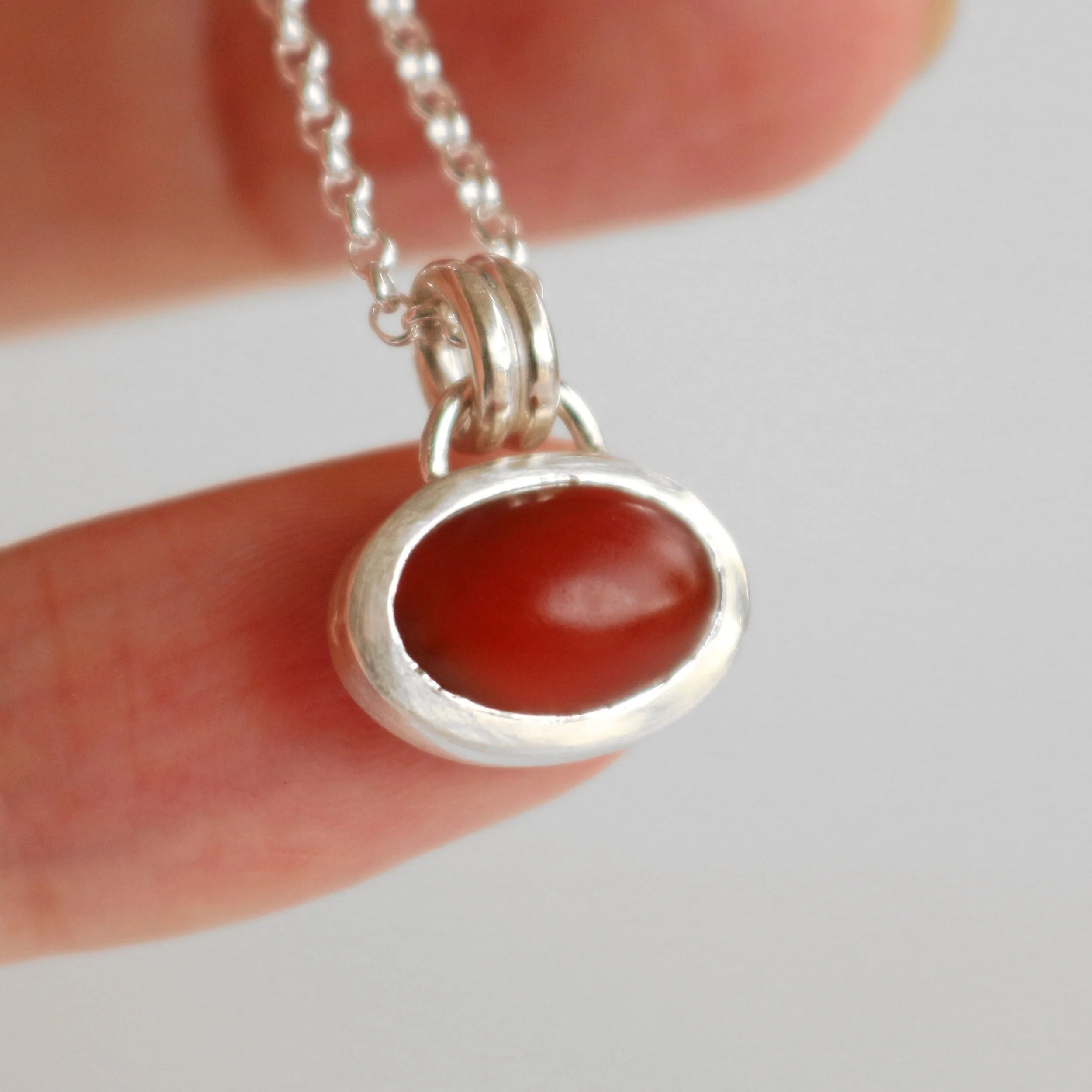 Red oval carnelian silver pendant 5.jpg