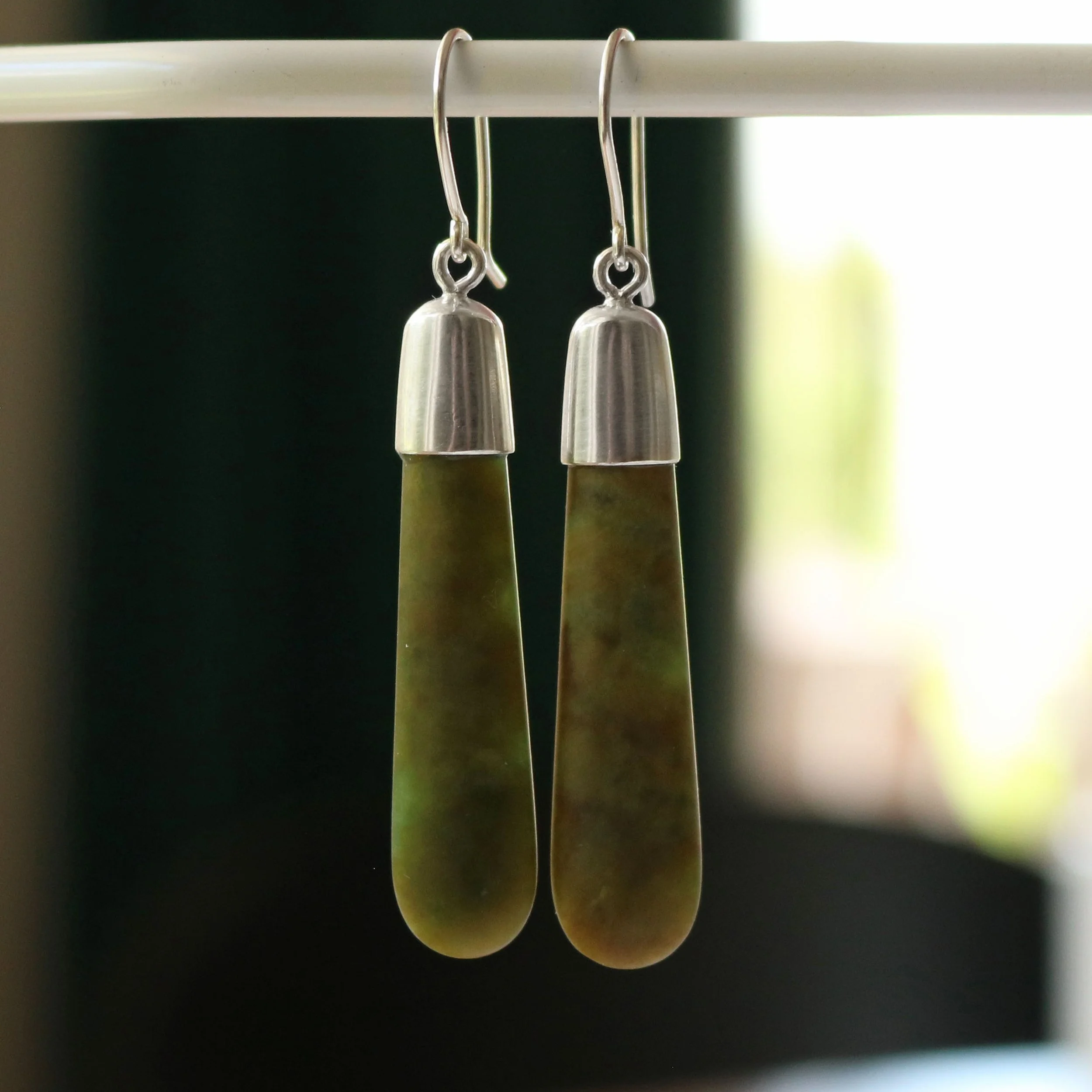 Small Pounamu silver Roimata Earrings 2.jpg