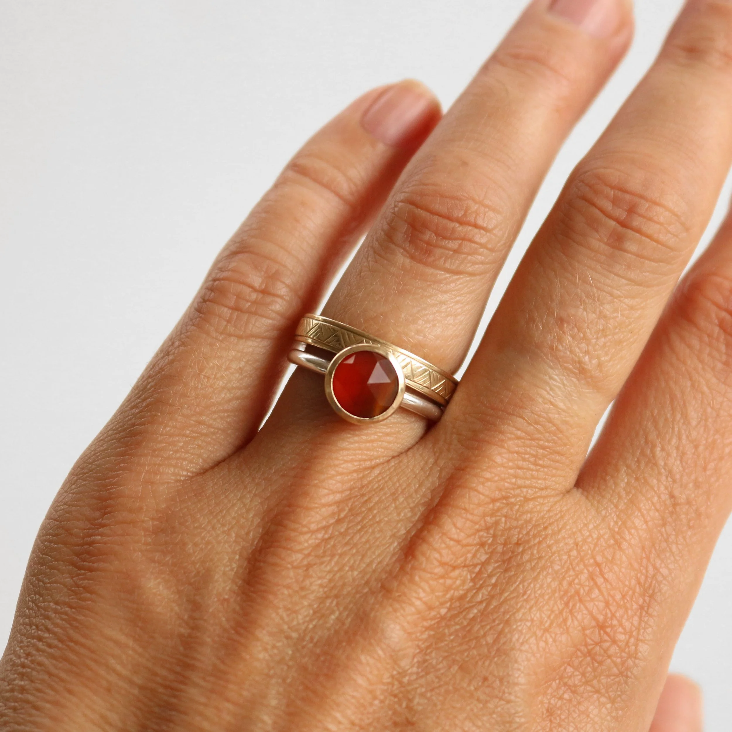 rose cut Carnelian Silver 9ct gold ring 8.jpg