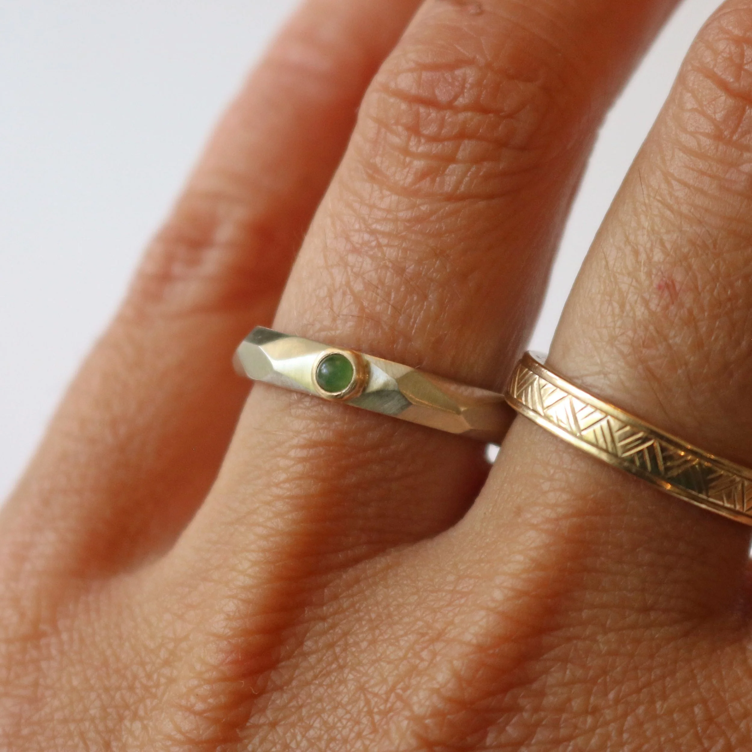 Irregular faceted silver Pounamu ring 3.jpg