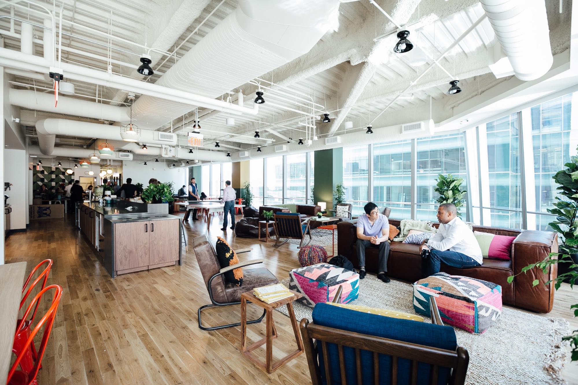 A common area in the WeWork in Times Square, New York City