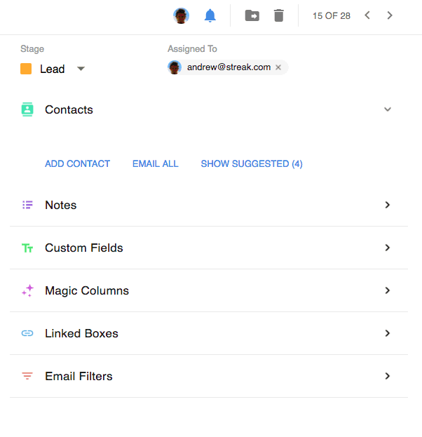 Streak CRM's new Google Contacts functionality