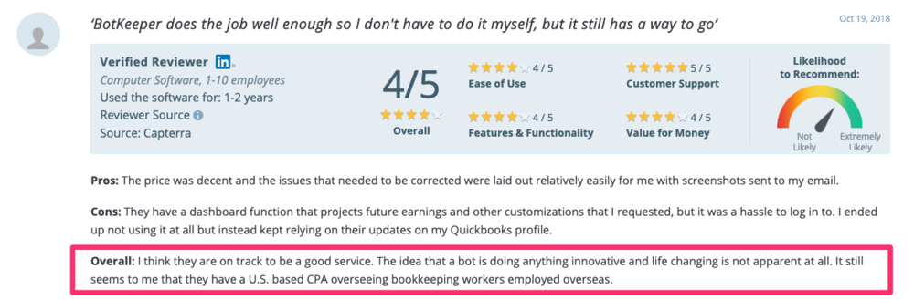 A Botkeeper review on    Capterra