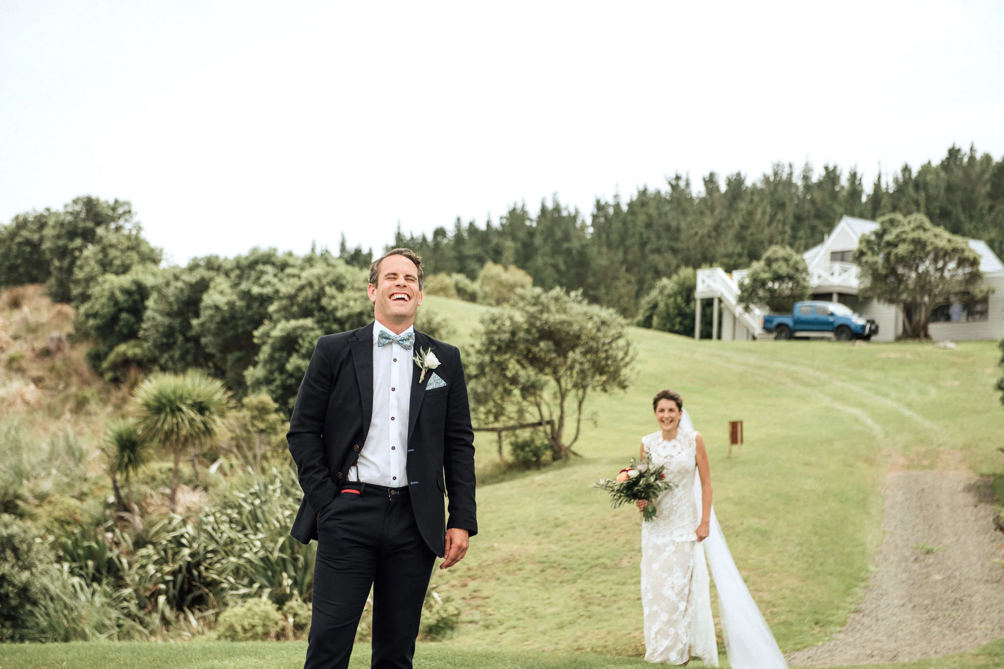 Wedding photography Orua Beach House first look