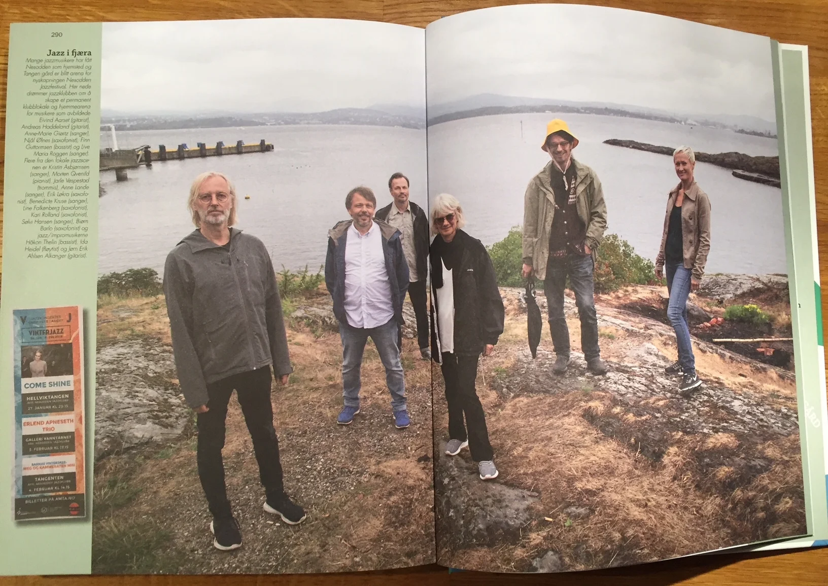 From the book “Kunstnerkommunen” by Kathrine Geard (Ford forlag 2018). From left: Eivind Aarset, Andreas Haddeland, Njål Ølnes, Anne-Marie Giørtz, Finn Guttormsen, Live Maria Roggen. Photo: Kathrine Geard