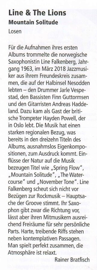 Review “Mountain Solitide” (Line & The Lions), Jazz Podium
