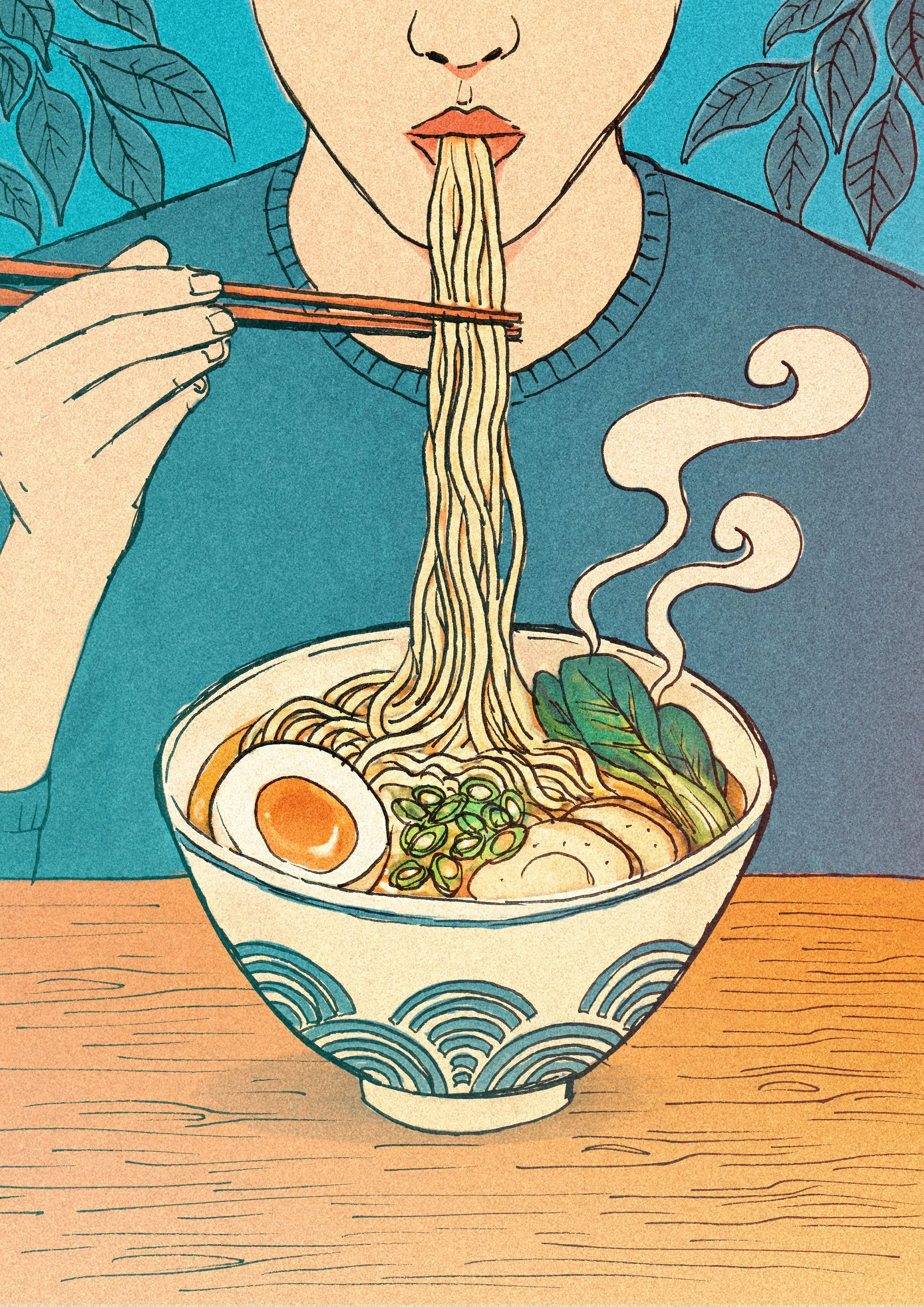 illustration-of-noodles-josh-caudwell-illustrator-artist-drawing-digital-art-noodle-bowl-on-table-eating-noodles-slurp.jpg