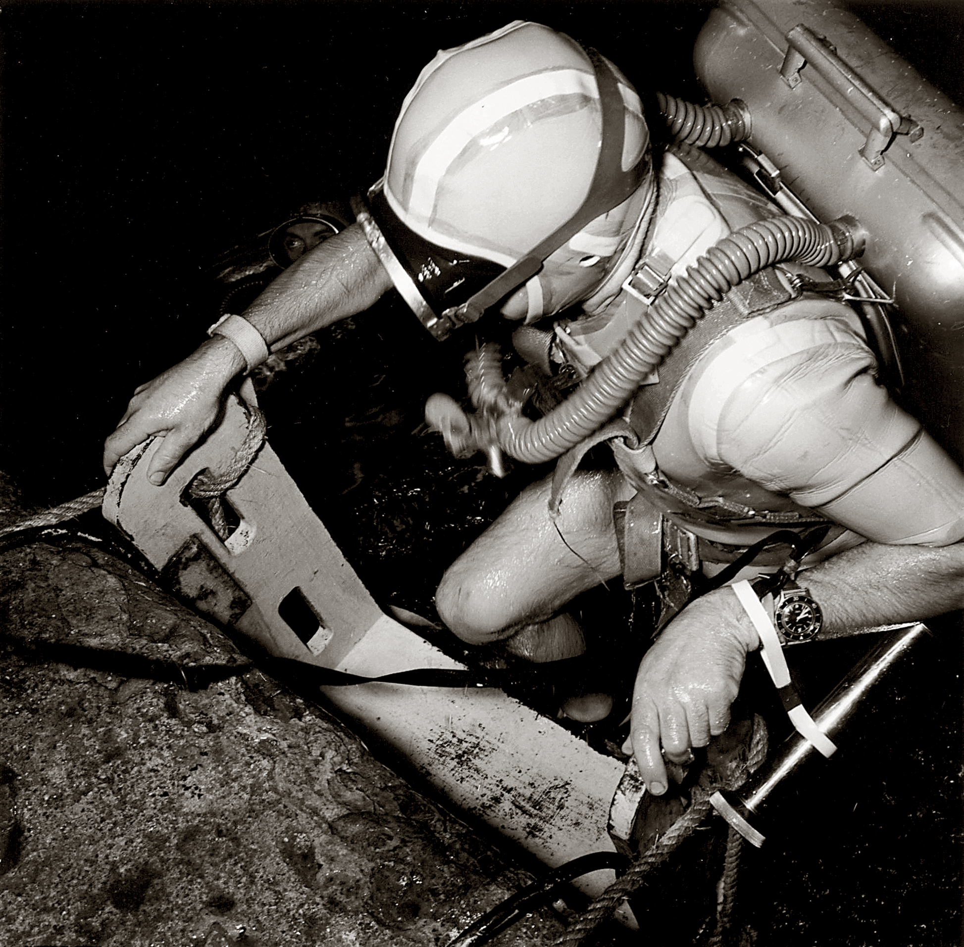 Captain Maloubier wearing the blancpain fifty fathoms. photo courtesy of blancpain.