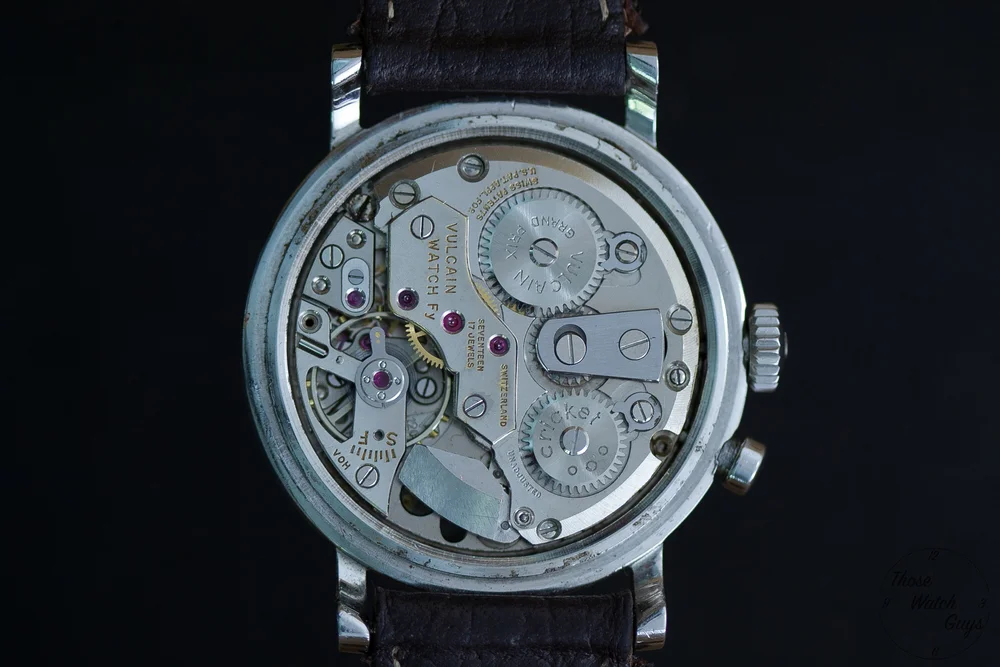 The Vulcain Caliber 120 as seen on the original Vulcain Cricket. Photo courtesy of Those Watch Guys.