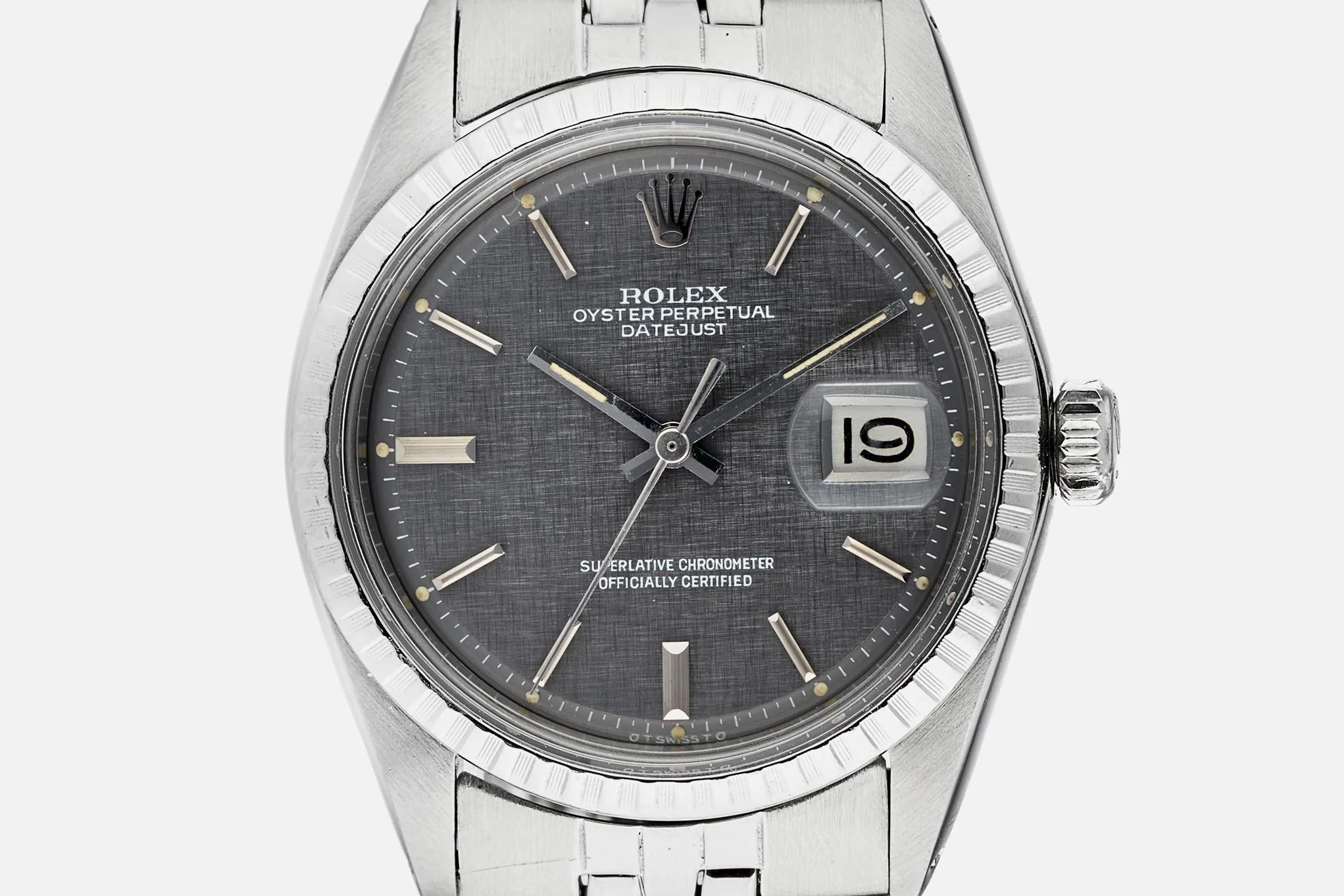 Rolex Ref. 1603 with rare gray linen 'Sigma' dial. Photo courtesy of Shop.Hodinkee.