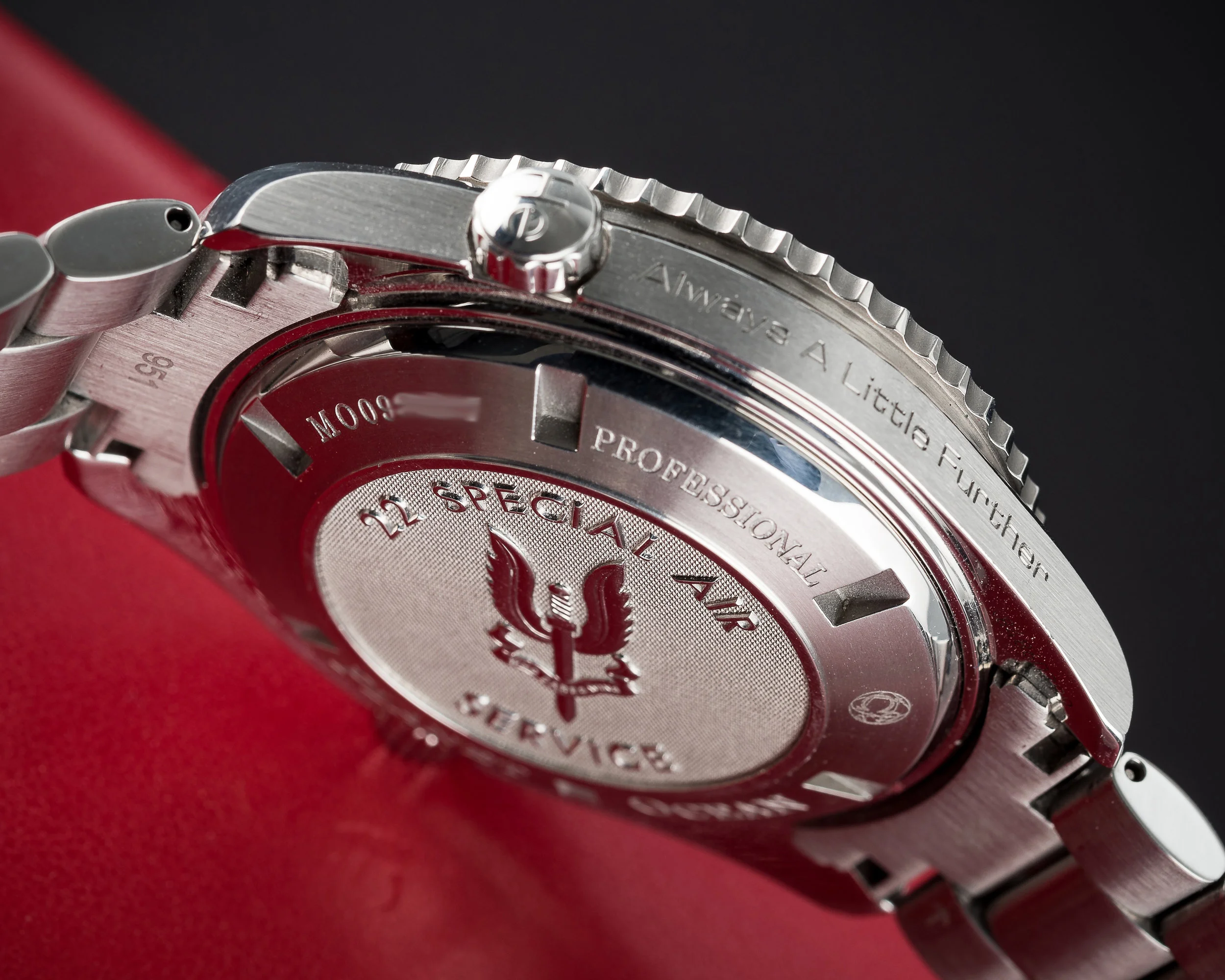 A Omega Seamaster Planet Ocean issued to a member of the British Special Air Service. Photo courtesy of Watches of Knightsbridge.