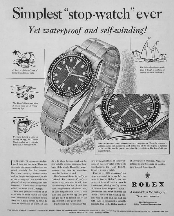 A vintage advert for the Rolex Turn-o-graph, Ref. 6202. 
