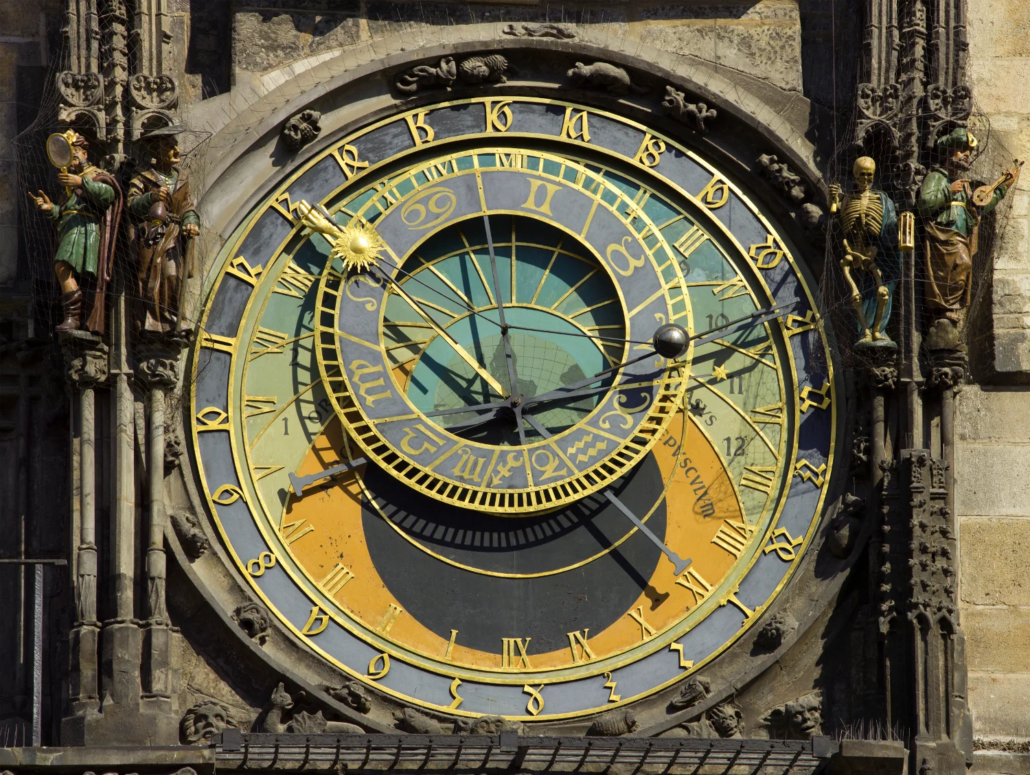 The Astronomical Clock that sits on the Southern side of the Old Town Hall in Prague, Czech Republic. It was finished in 1410 and remains the oldest operating astronomical clock. Photo credit: Wikipedia.