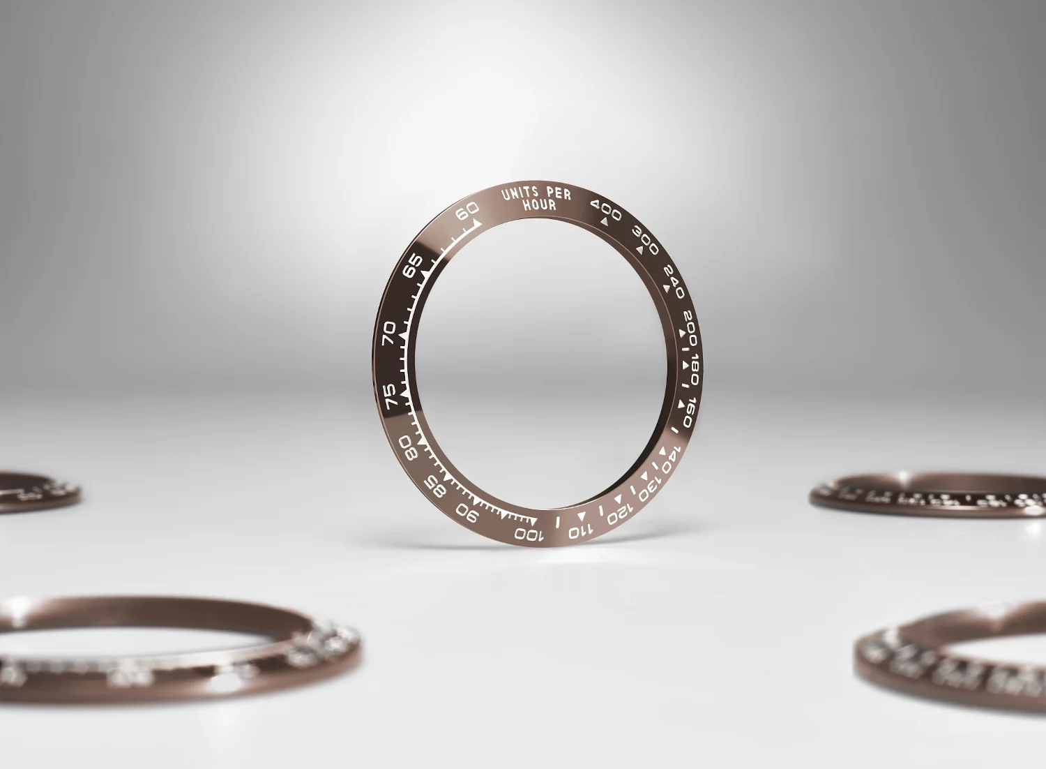 The brown ceramic bezel used on the platinum Daytona. Photo courtesy of Rolex.