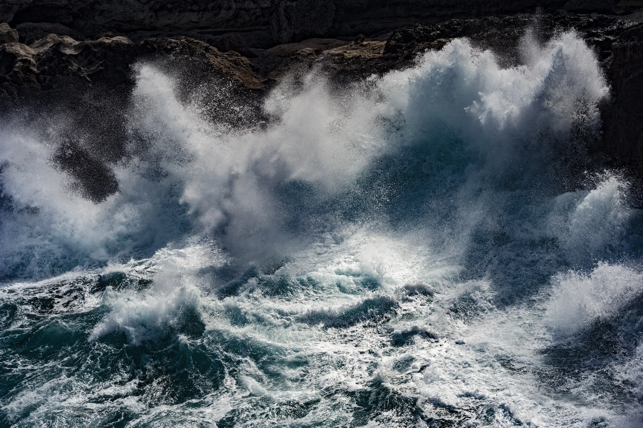 Big waves in a stormy weather make harder sight the whales. (Lampedusa 2018)