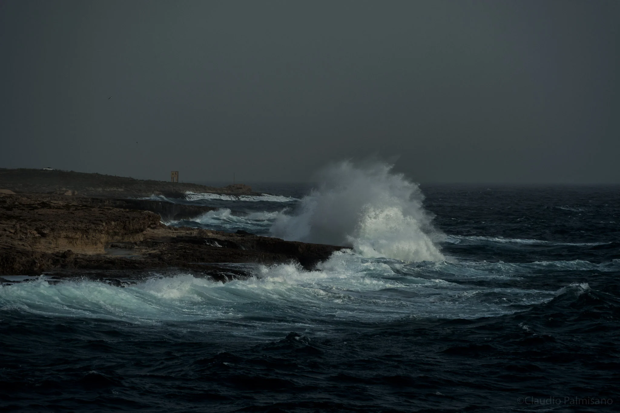 Big waves in a stormy weather make harder sight the whales. (Lampedusa 2018)