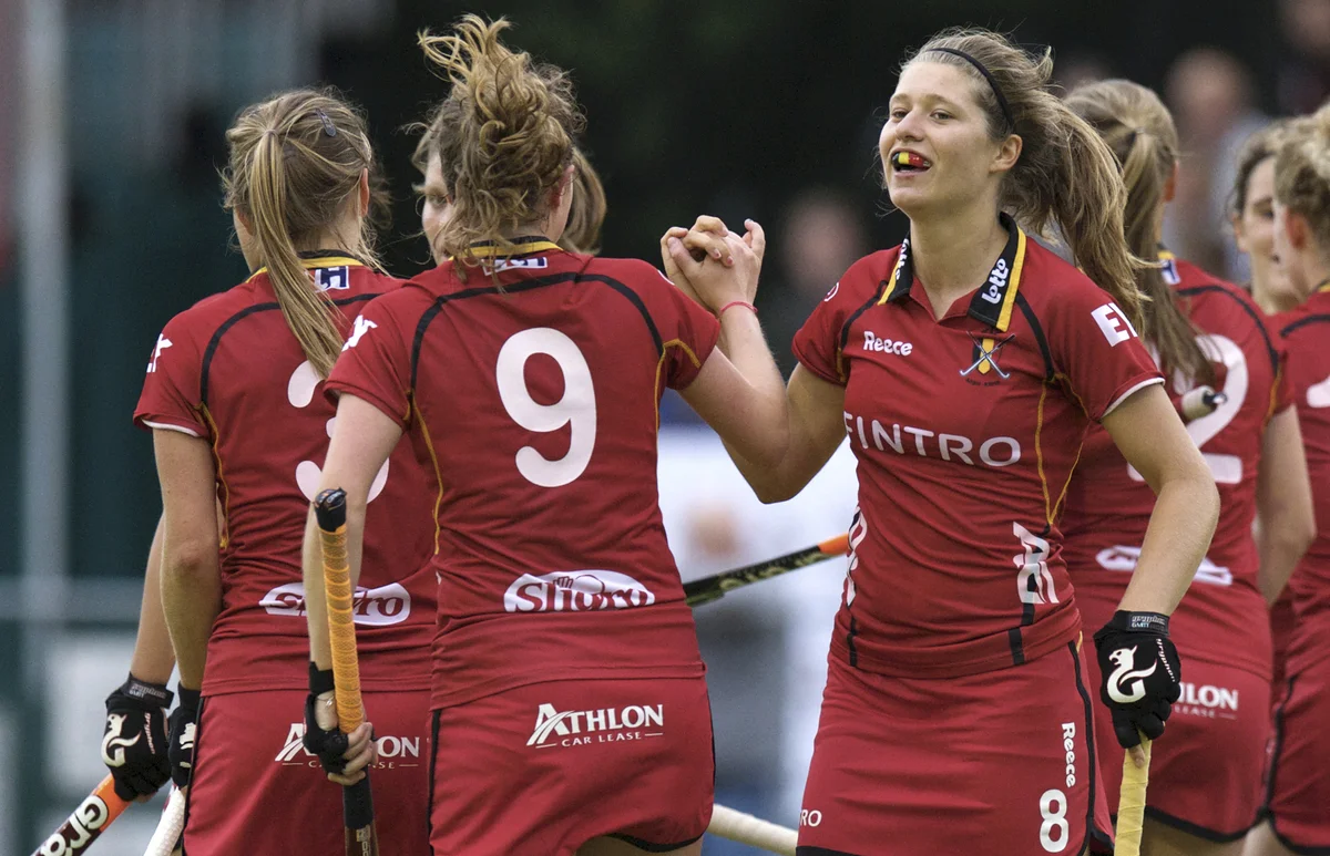 The u21 women celebrate a goal in the 2014 European Cup. Being able to understand each other on the field is something that the RBHA youth team's have struggled with, but they are improving.
