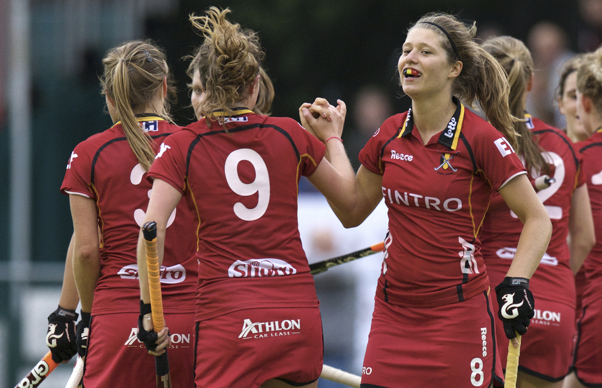 The u21 women celebrate a goal in the 2014 European Cup. Being able to understand each other on the field is something that the RBHA youth team's have struggled with, but they are improving.