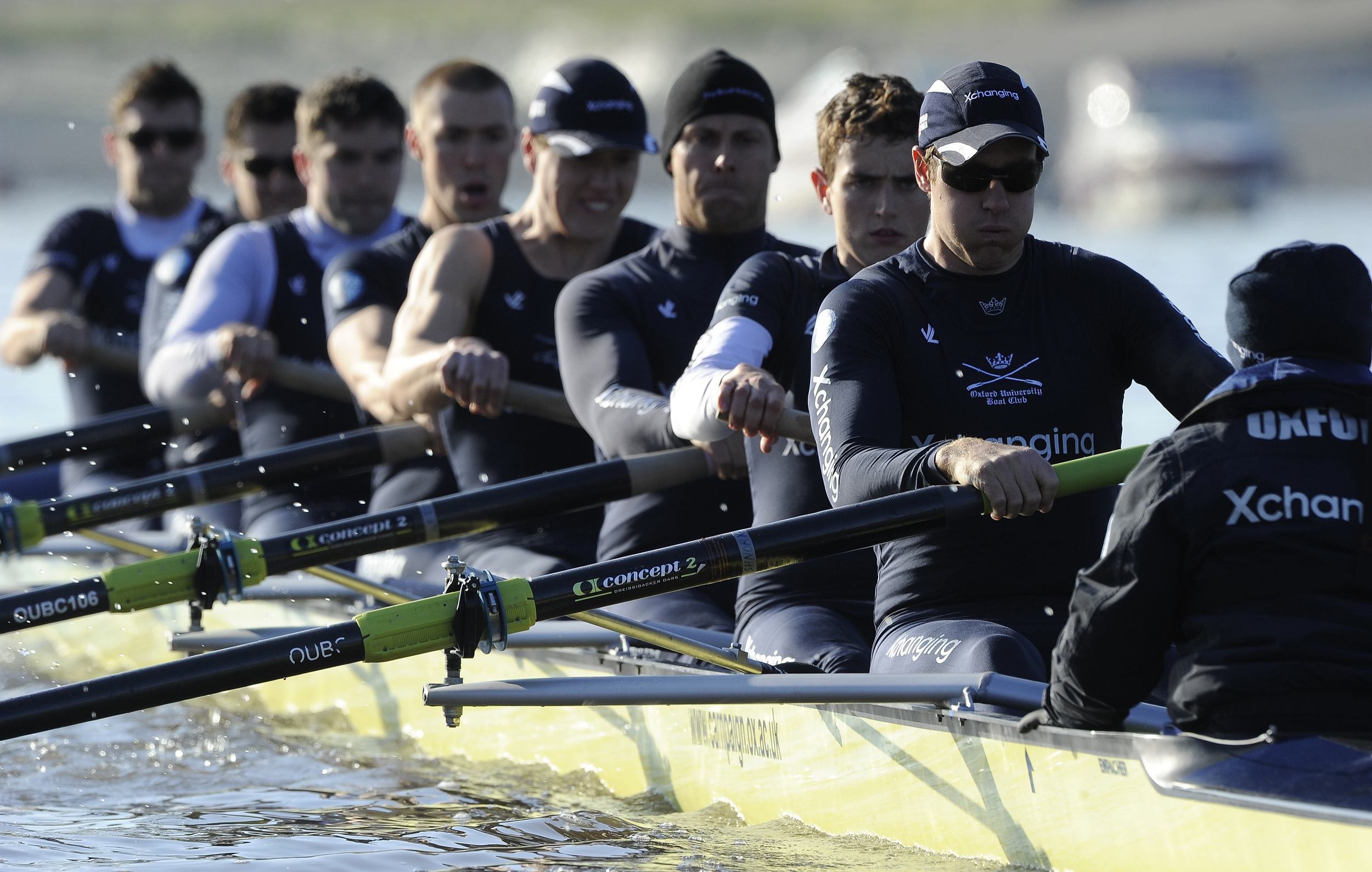 The Oxford coxswain (r) motivates his team as they row against Cambridge at the annual Boat Race between the two prestigious universities. Motivation can be used as a tool when a team or individual is not performing well and reminds struggling athletes of previous successes. Image supplied by Action Images.