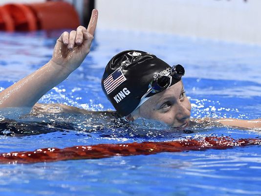 Lilly King wags her finger in Rio. Some might argue that her actions were arrogant, but this ingrained sense of expected dominance has carried USA Swimming to heights no other team can reach. 