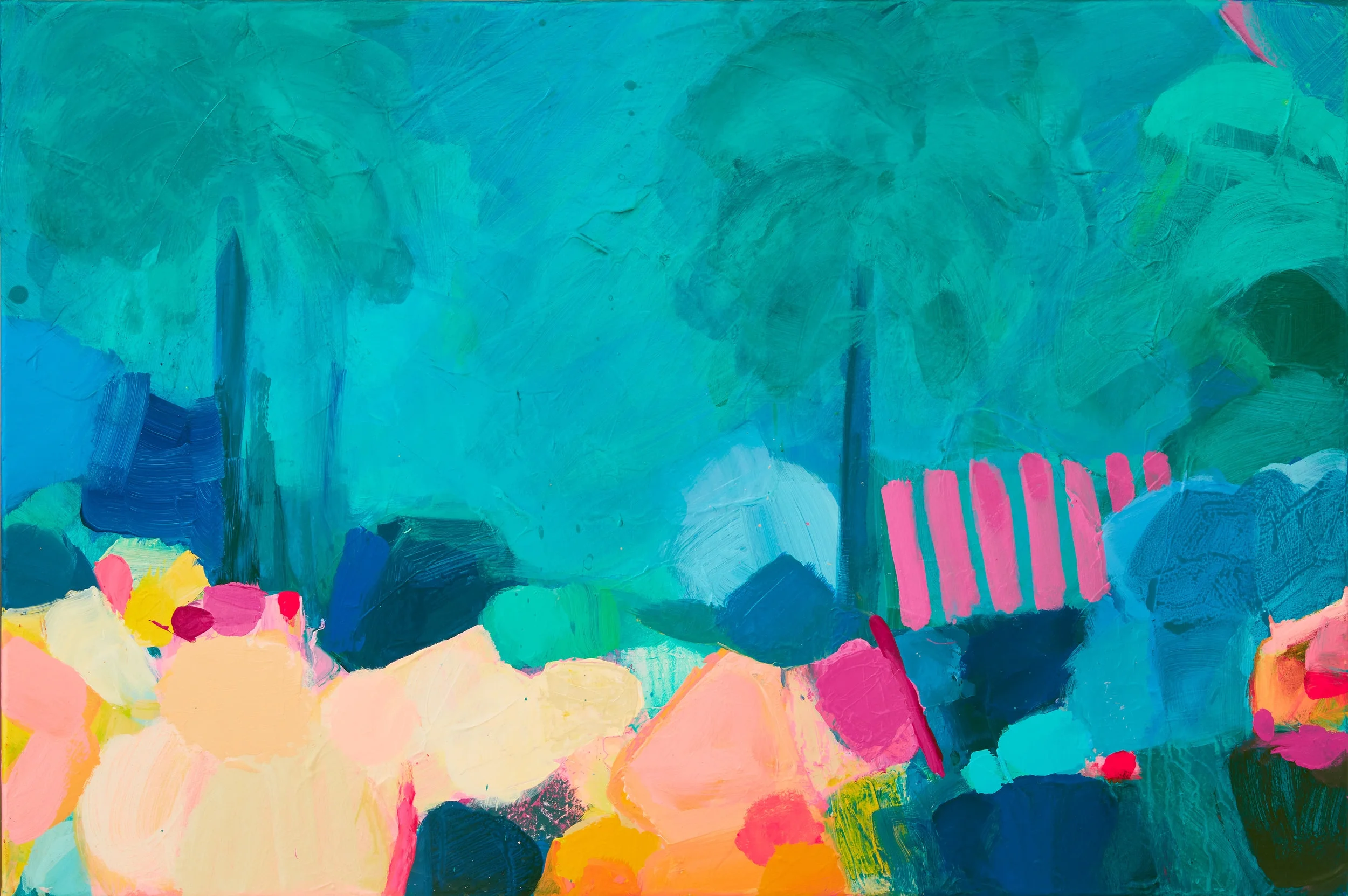 3 Palm trees 70x90cm SOLD