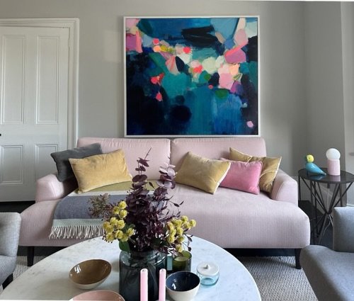 It&rsquo;s always so amazing to see where your paintings reside and recently I was reminded of this big beauty &lsquo;Black Flags&rsquo; that lives in this beautiful home in Brighton . It was painted after a trip to Hastings beach , with all the boat