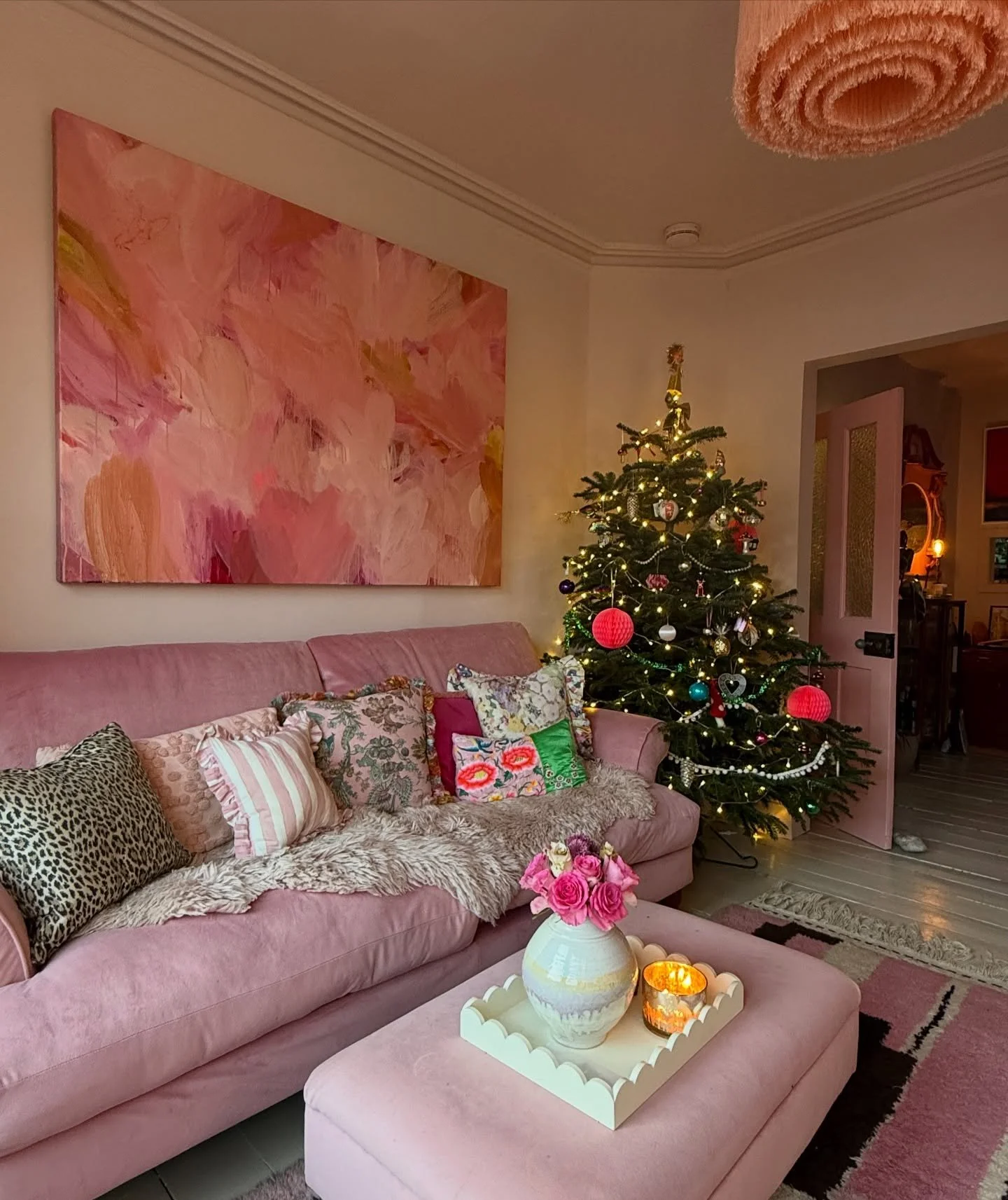 She&rsquo;s up ! Absolutely delighted with our tree this year &hellip;my son chose it ! It does always seem crazy to bring a large tree into your relatively small living room but i wouldn&rsquo;t have it any other way ! The smell was divine when I ca