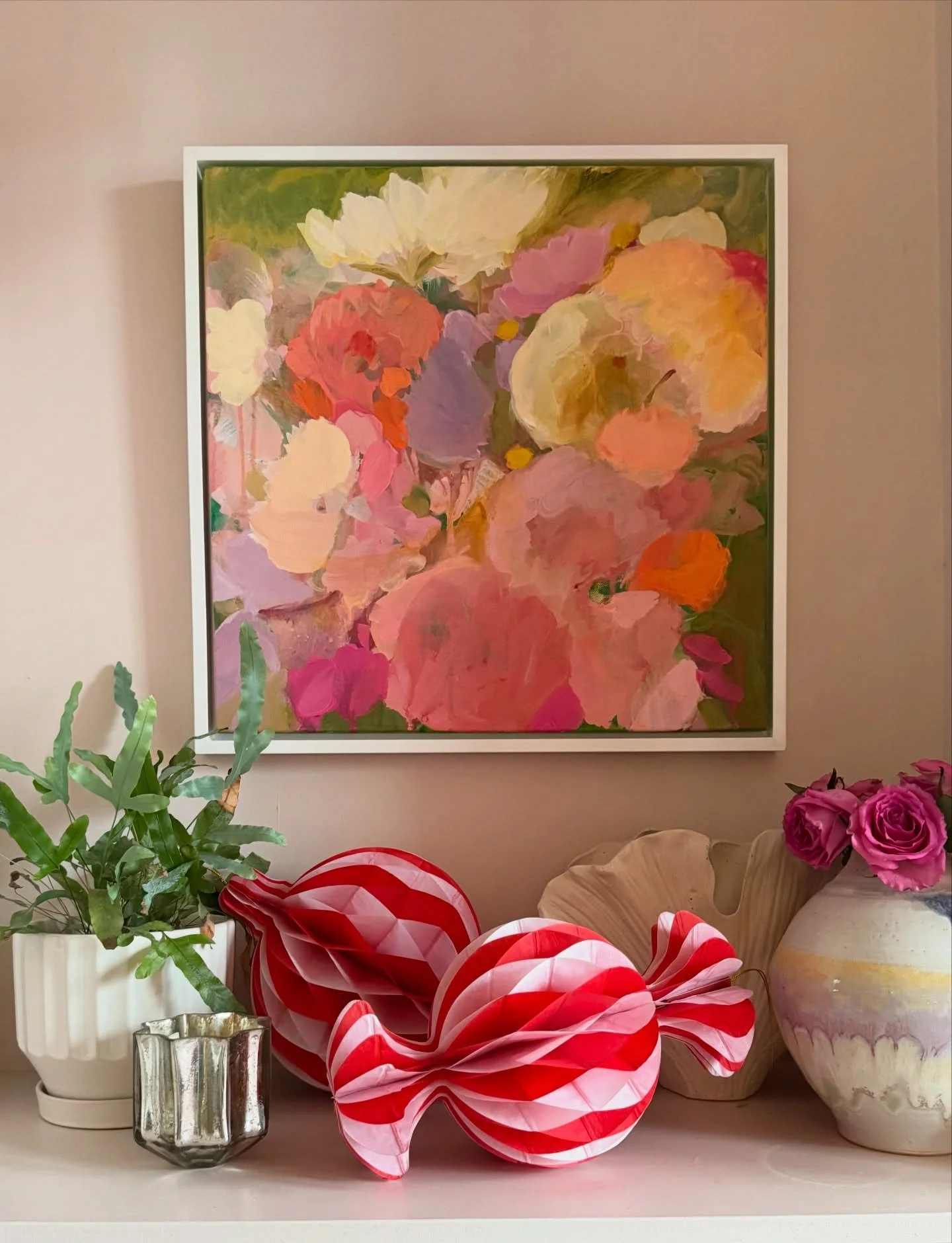 Pink Blooms looking lovely at home today &hellip; I picked this painting up recently from the framers and love how perfectly it fits in here . I do love painting flowers and for me it&rsquo;s about expressing a bit more than just painting the flowers