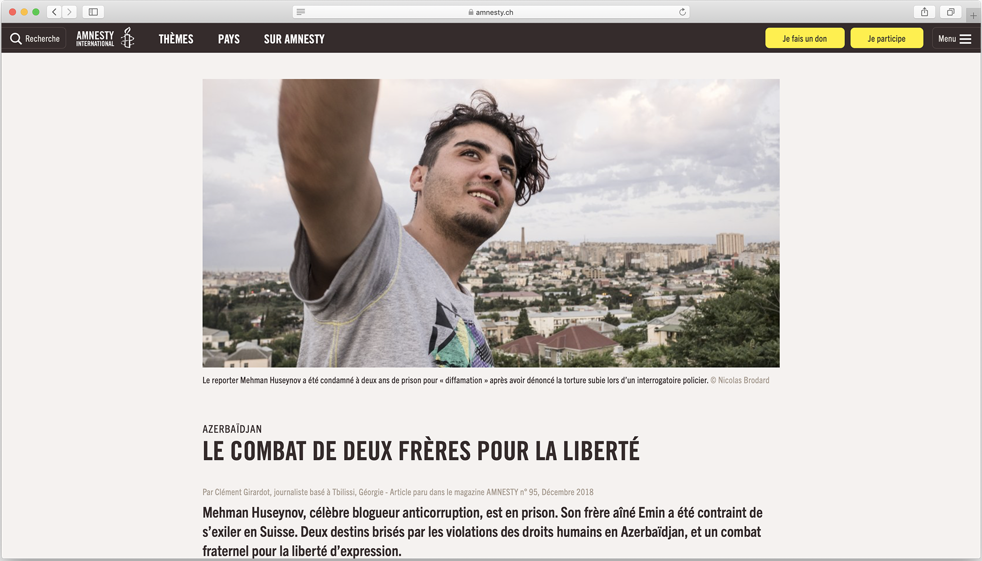 Publication par Amnesty International. TEXTE : Clément Girardot PHOTO : Nicolas Brodard