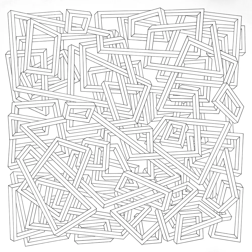   Untitled (small square) , 2014. Pen and pencil on paper.&nbsp;15 x 15 in. 