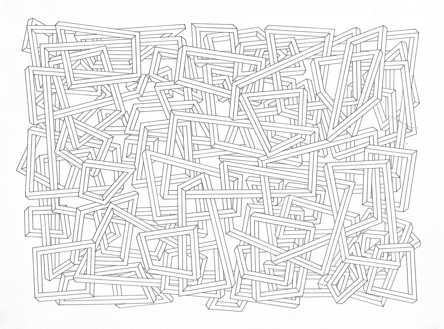 Untitled (rectangle) , 2014. Pen and pencil on paper. 22 x 30 in.