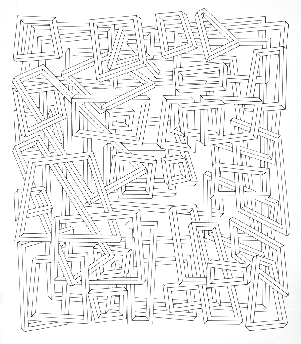   Untitled (mirror) , 2014. Pen and pencil on paper.&nbsp;22 x 22 in. 