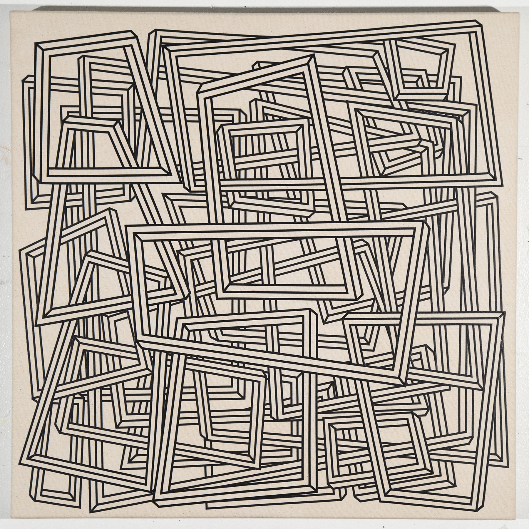   Untitled (The Rumor of Limits) , 2015, Crepe tape &amp; matte medium on canvas-covered cradled panel, 30 x 30 x 2 in. 