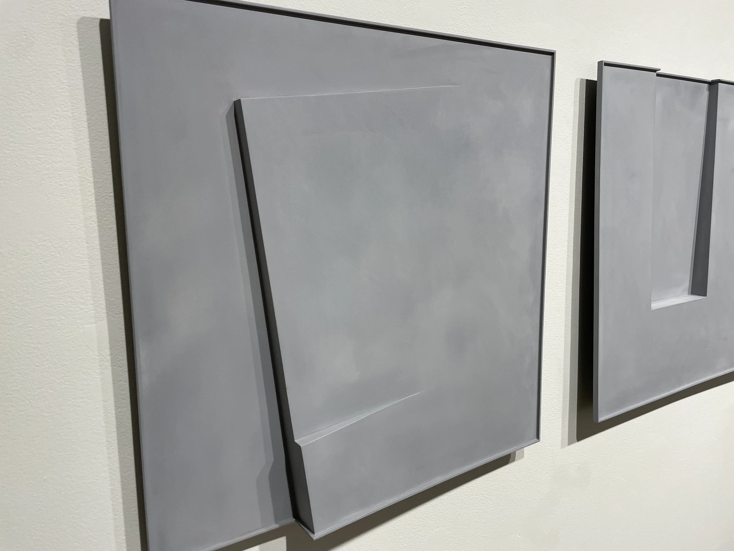  Subliminal Landscape, 2025. Automotive enamel on wood, 4 parts: 23 × 23 inches each. 