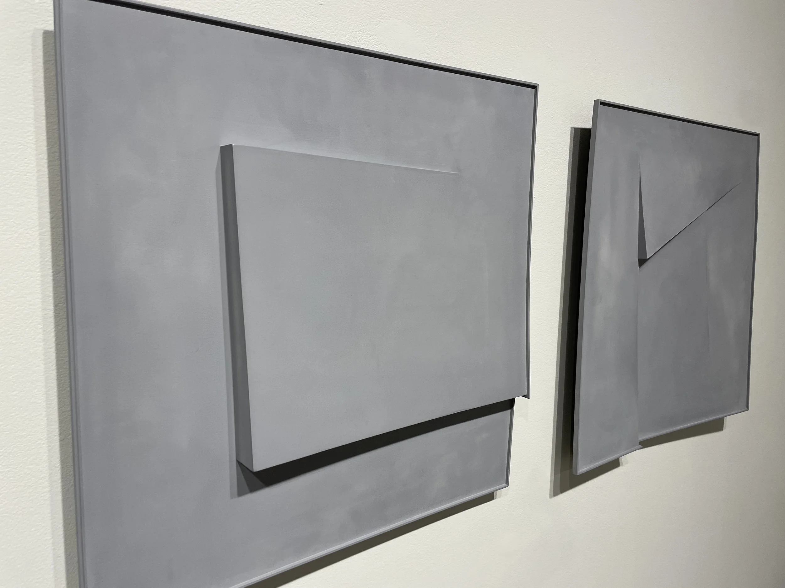  Subliminal Landscape, 2025. Automotive enamel on wood, 4 parts: 23 × 23 inches each. 
