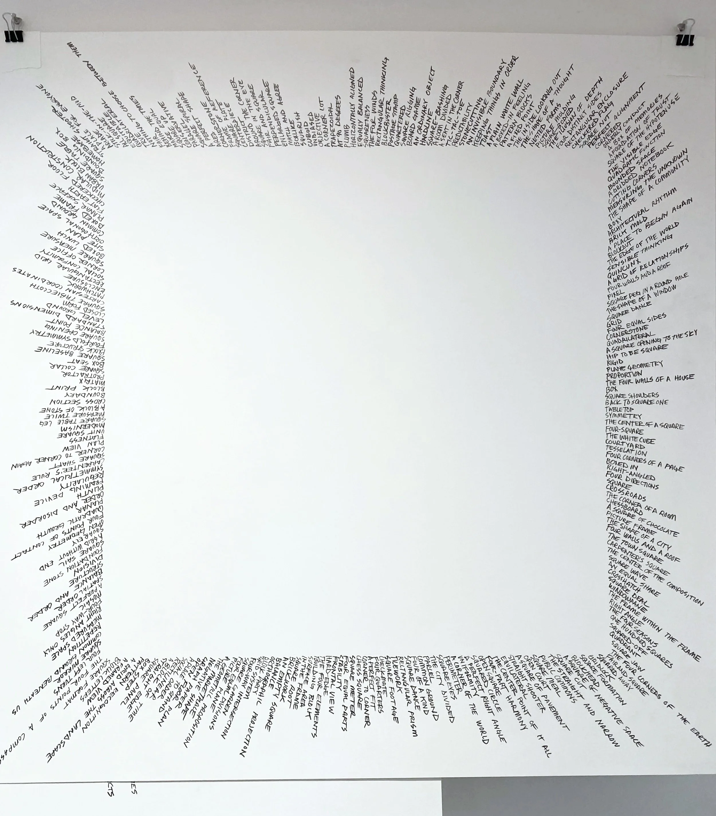   Square Relations , 2026. Graphite on paper. 32 × 32 inches.    