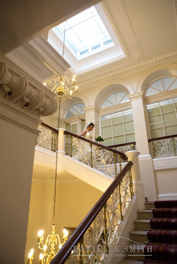 bride walking down stairs