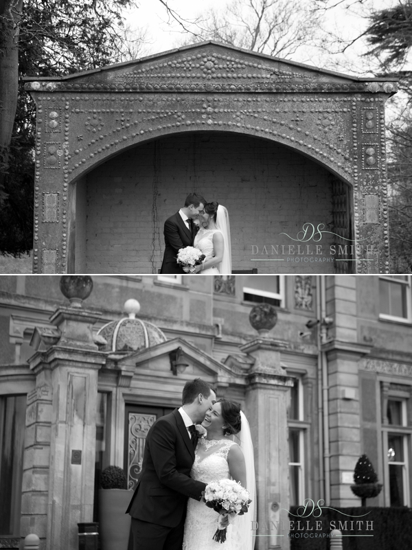 bride and groom laughing at Down Hall wedding